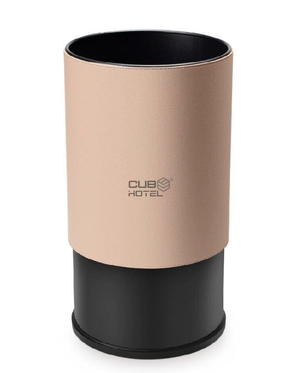Papelera Doble Beige de Piel Sintética 10L Alta Calidad
